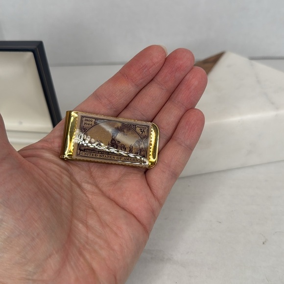 1944 USPS 3 Cent Metal Money Clip Transcontinental Railroad Lot M9 - Picture 6 of 7